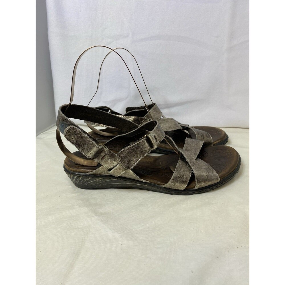 Born Sandals Womens 10 Strappy Slingback Bronze Leather Wedge Open Toe Casual - Picture 2 of 9
